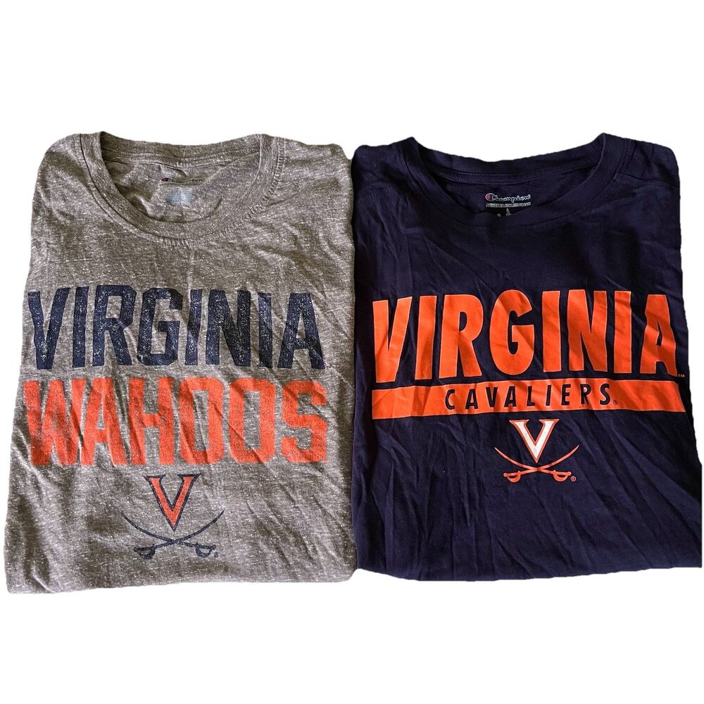LOT/BUNDLE Virginia Cavaliers UVA Champion Graphic Tee Shirts Gray Navy Blue Men